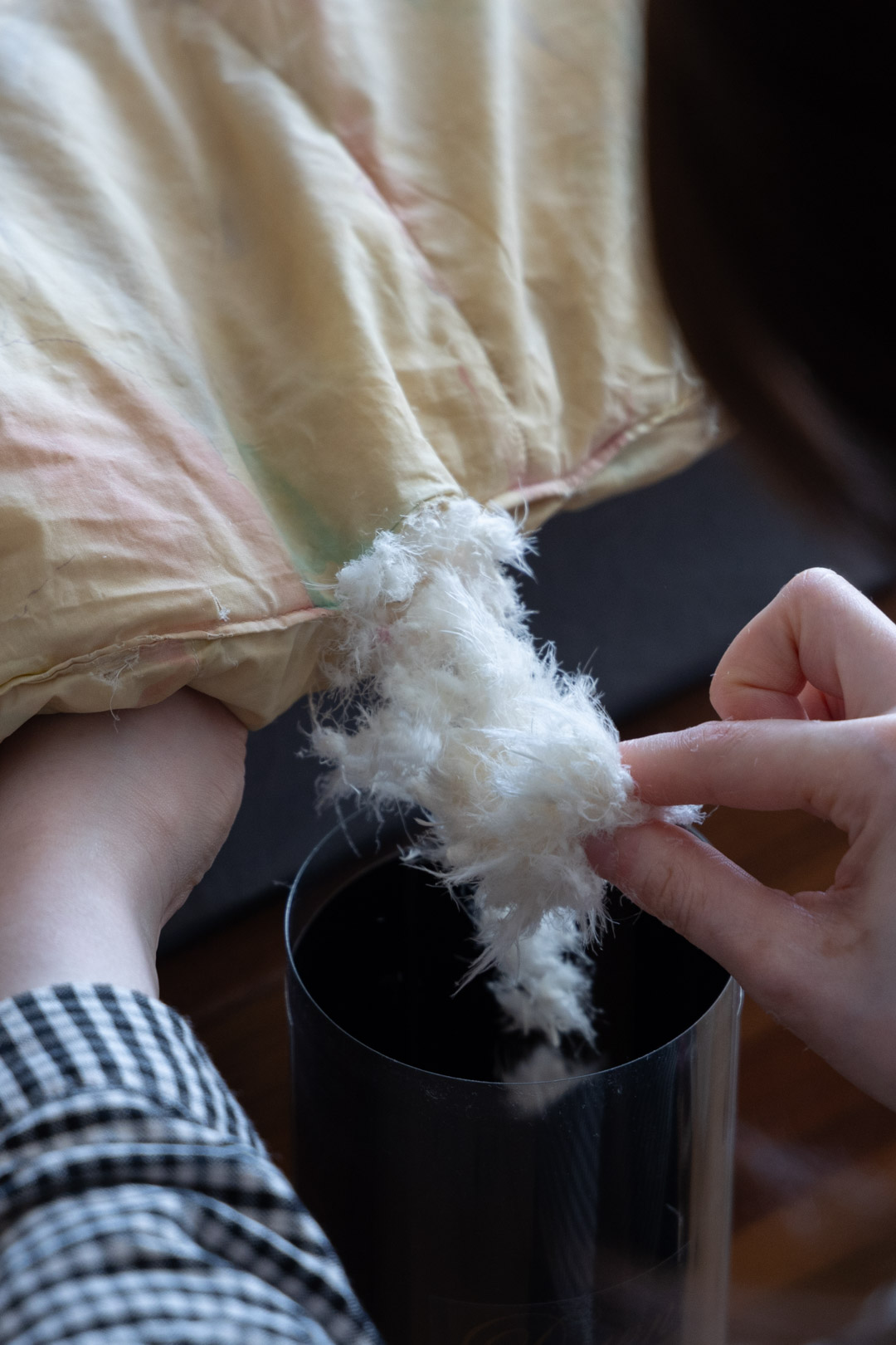 10年以上使用した丸八真綿の羽毛布団(リフォーム前)